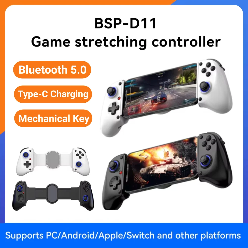 D11 Mobile Phone Stretching Gamepads Wireless Bluetooth Mobile Gaming Controller for Switch/PC/Android/iOS/Xbox Accessories