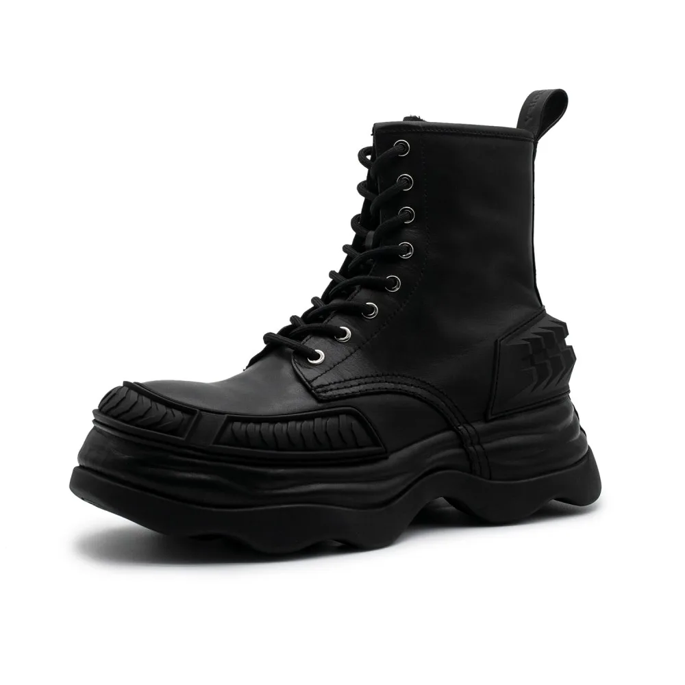 Resistant Men Mecha Boots Zipper Men's Combat Boot Thick Sole Man Outdoor Climbing Safety Shoes