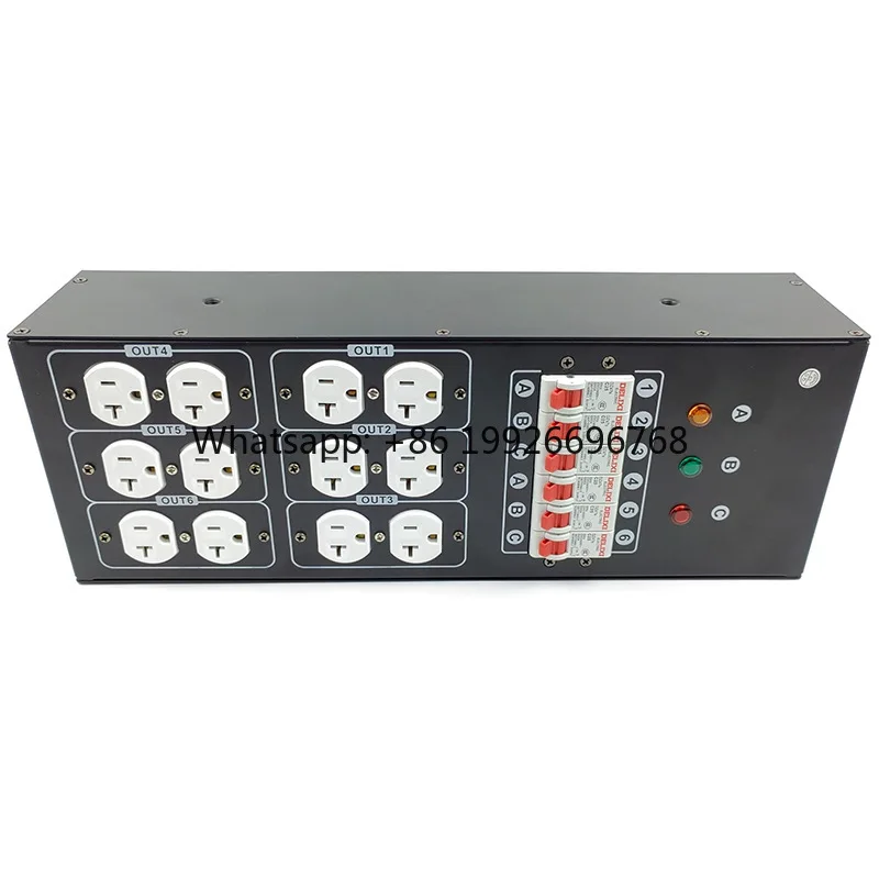Portable 32A US Plug Stage Distribution Box 6-Way 32A US Gauge Portable Three-Phase Five-Wire Stage Lamp Electric Cabinet