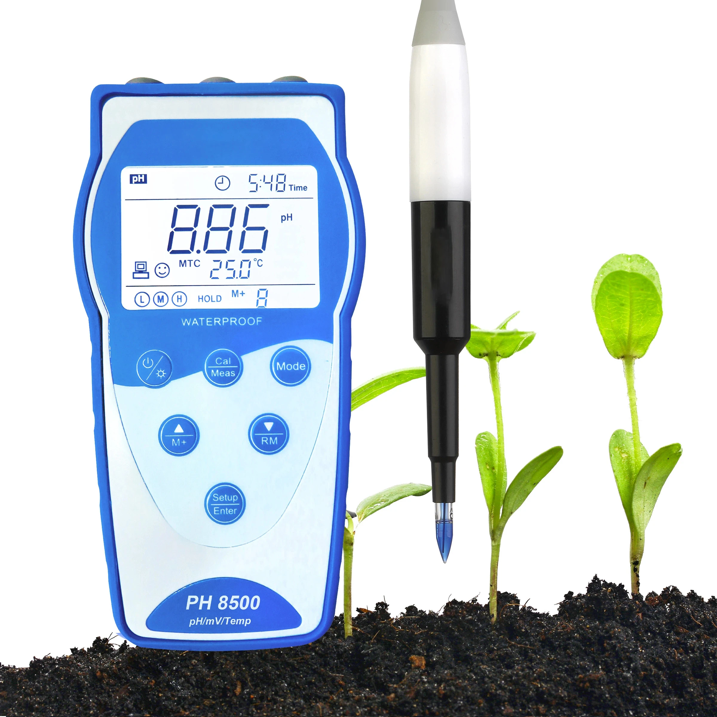 2026 SX811-SL -2.00 إلى 19.99pH مقياس درجة الحموضة المحمول للمختبر مع LabSen 553 POM pH القطب للتربة والطين #2