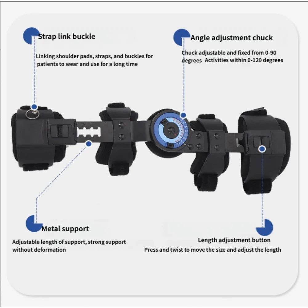 Hinged ROM Elbow Brace, Adjustable Post-Op Stabilizer Splint, Arm Injury Recovery Support Fracture Immobilization Rehabilitation
