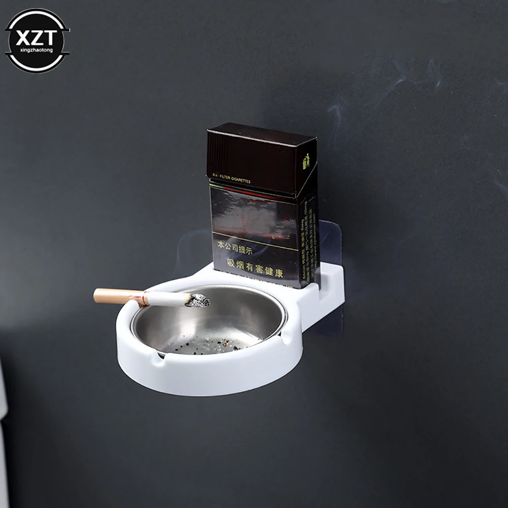 Stylish Wall-mounted Stainless Steel Ashtray for Home or Office Use