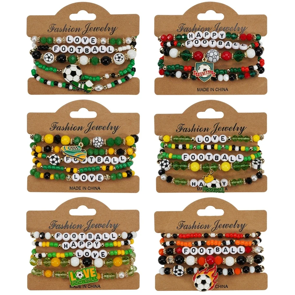 

Football Bracelet Football Fans Bracelet Football Element Beaded Bracelet For Men Women,Soccer Sports Memorialize Jewelry