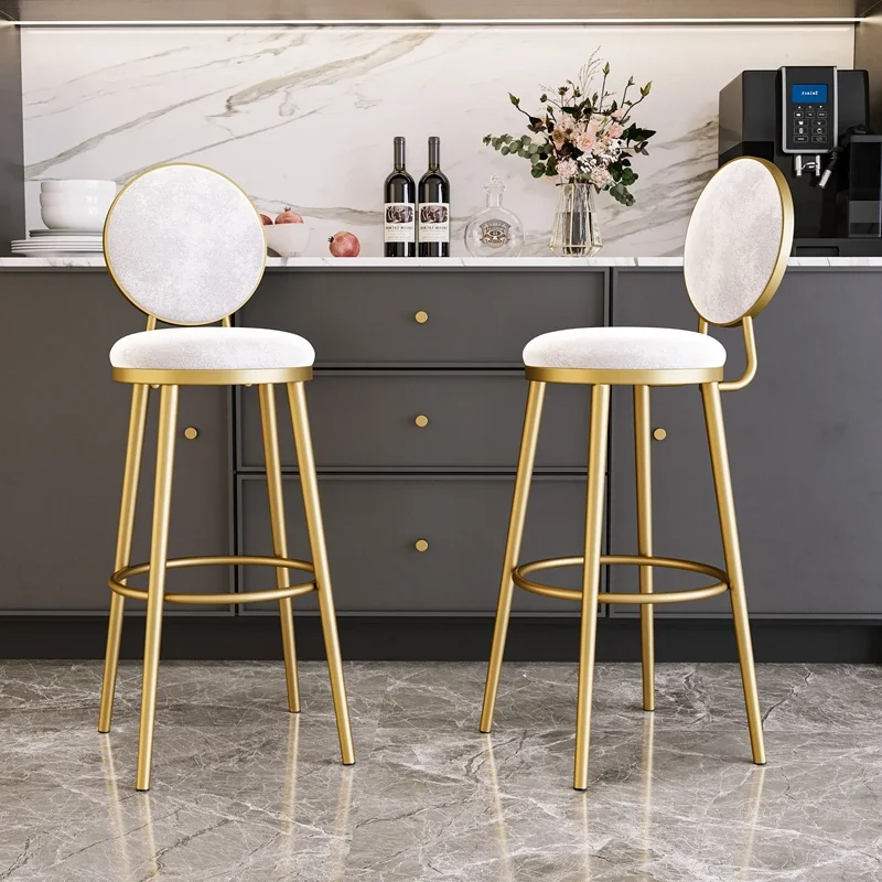 Nordic Luxury Bar Chairs Kitchen Design Stool High Outdoor Bar Chairs Dining Room Living Room Taburete Bar Furniture SR50BC