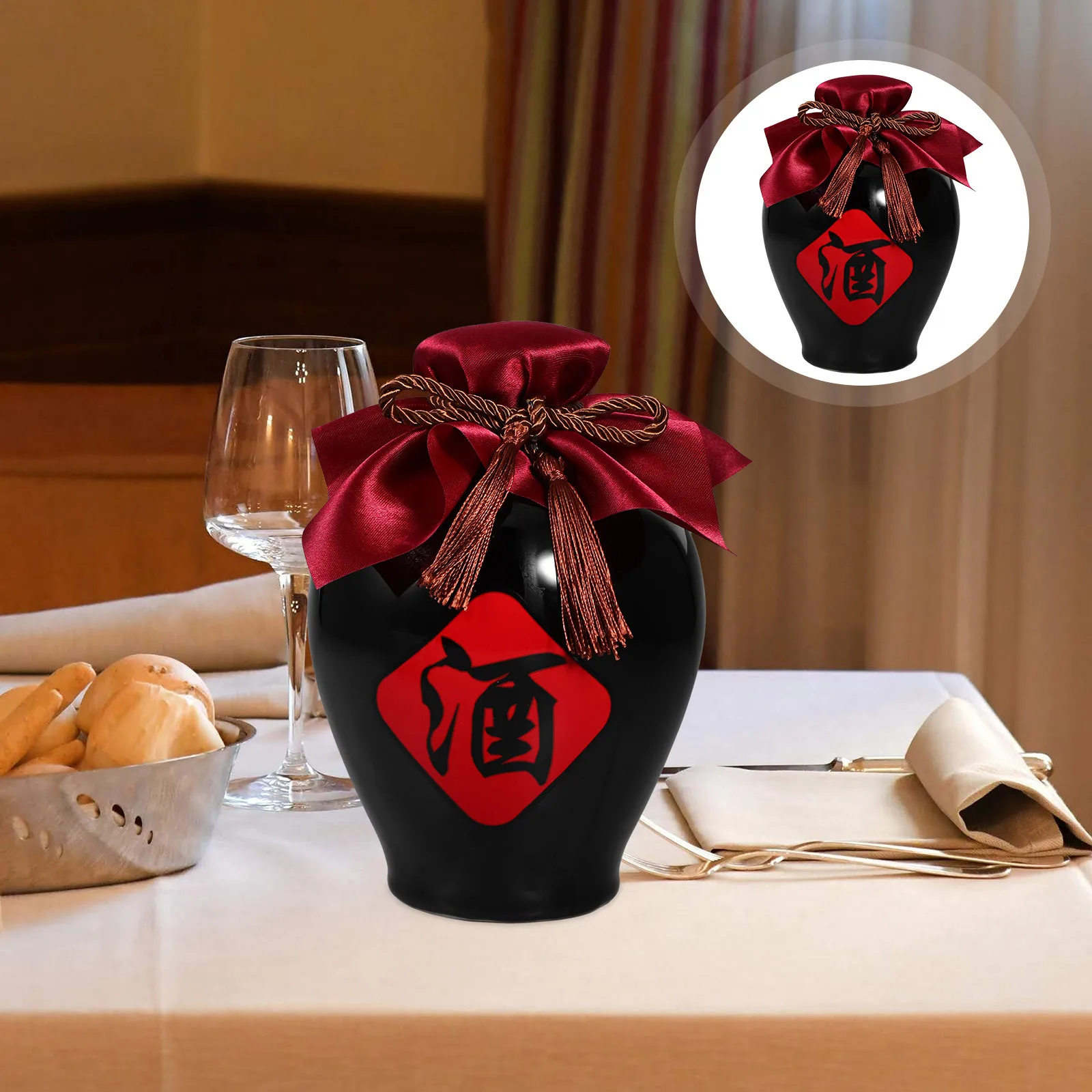 

Ceramic Wine Jar Airtight Handmade Jingdezhen Craft for Storing Red White Wine Sake Decanter Asian Style Serving Pot Chinese