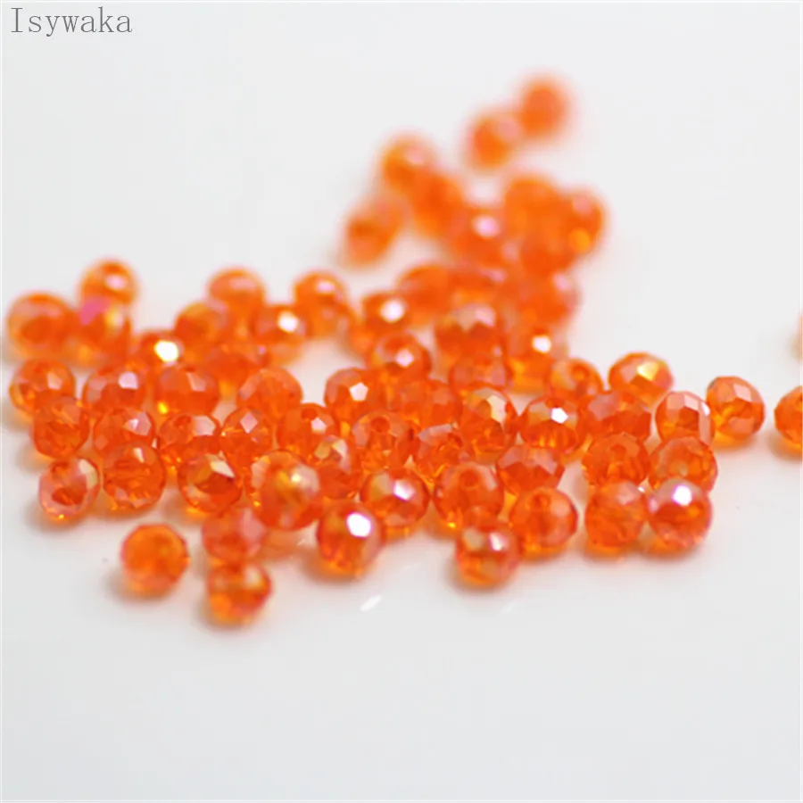 Isywaka Orange ab Colors 3x4mm 125pcs Rondelle Austria faceted Crystal Glass Beads Loose Spacer Round Beads Jewelry Making