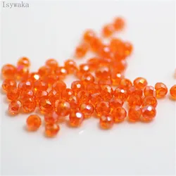 Isywaka Orange ab Colors 3x4mm 125pcs Rondelle Austria faceted Crystal Glass Beads Loose Spacer Round Beads Jewelry Making