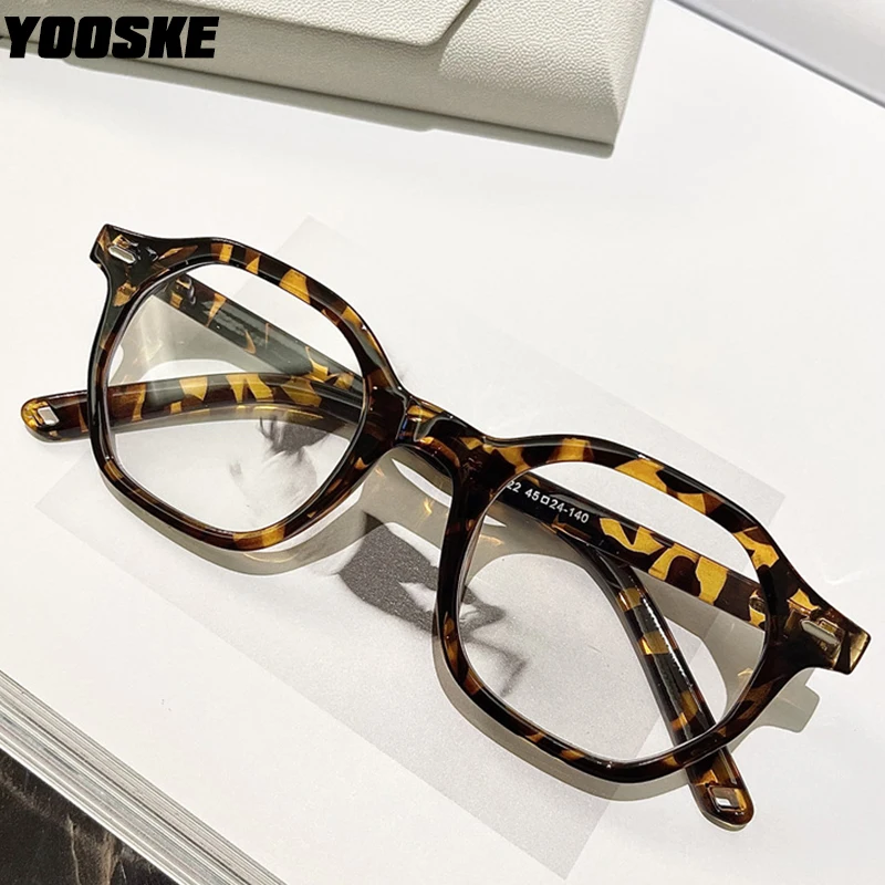 YOOSKE Fashion Retro Square Frame Blue Light Blocking Glasses Office Work Glasses Frame UV Protection Anti-Reflective Computer E