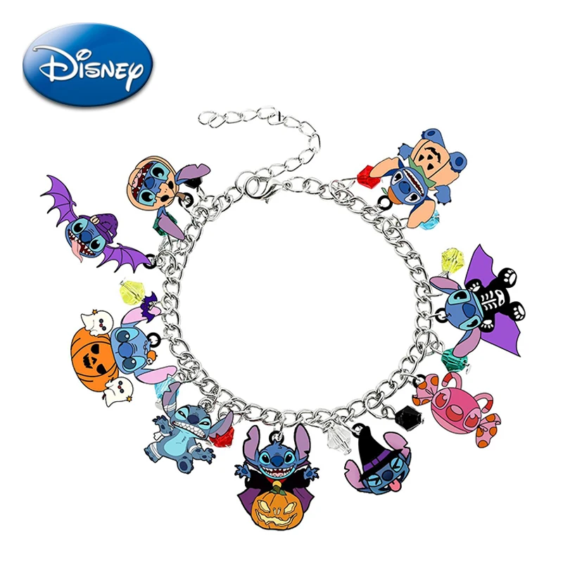 

Disney Stitch Halloween Bracelet Anime Figures DIY Jewelry Pendant Charm Bangle Accessories for Men Women Christmas Lovers Gifts