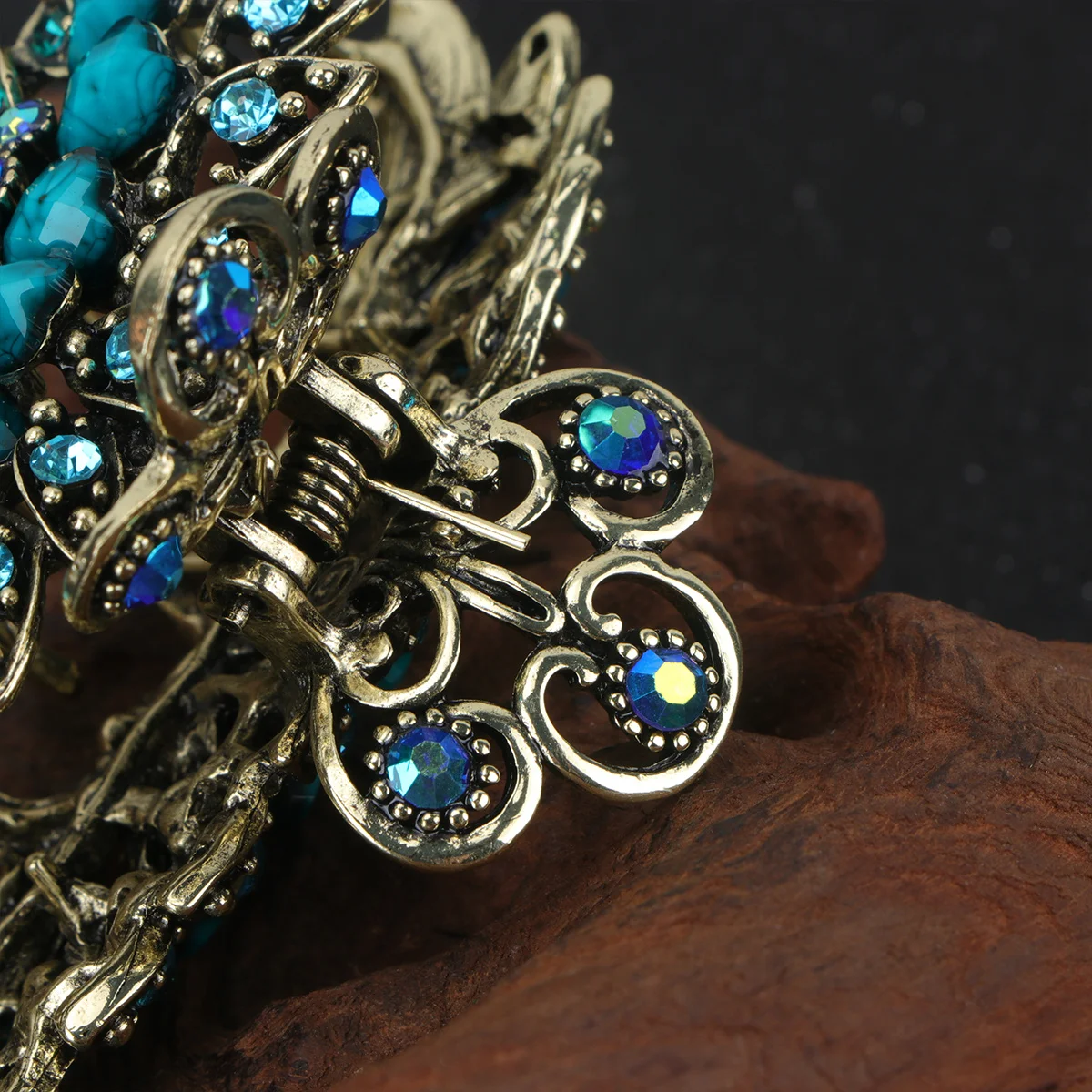 1 قطعة مشبك شعر ريترو حجر الراين البني مقاطع ذيل حصان متينة مشبك فكي أنيق سهل الاستخدام إكسسوارات الشعر هدية للنساء