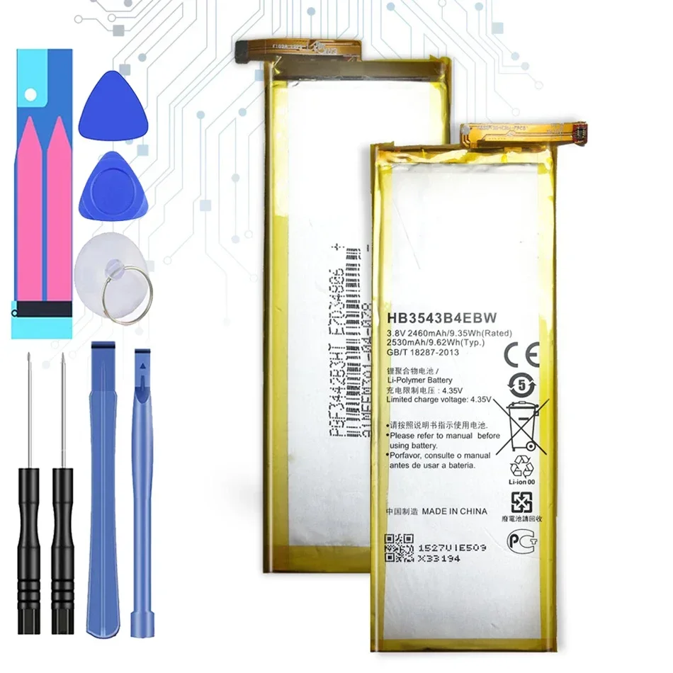 For Hua Wei Phone Battery HB3543B4EBW For Huawei Ascend P7 L07 L09 L00 L10 L05 L11 2460mAh Replacement Batteries + Free Tools