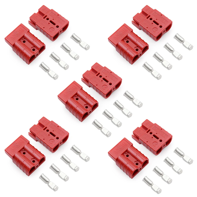 10Pcs 50 Amp 6-12 AWG Gauge Battery Quick Connector, Jumper Cable Plug Connect/Disconnect for Recovery Winch, Towing Systems