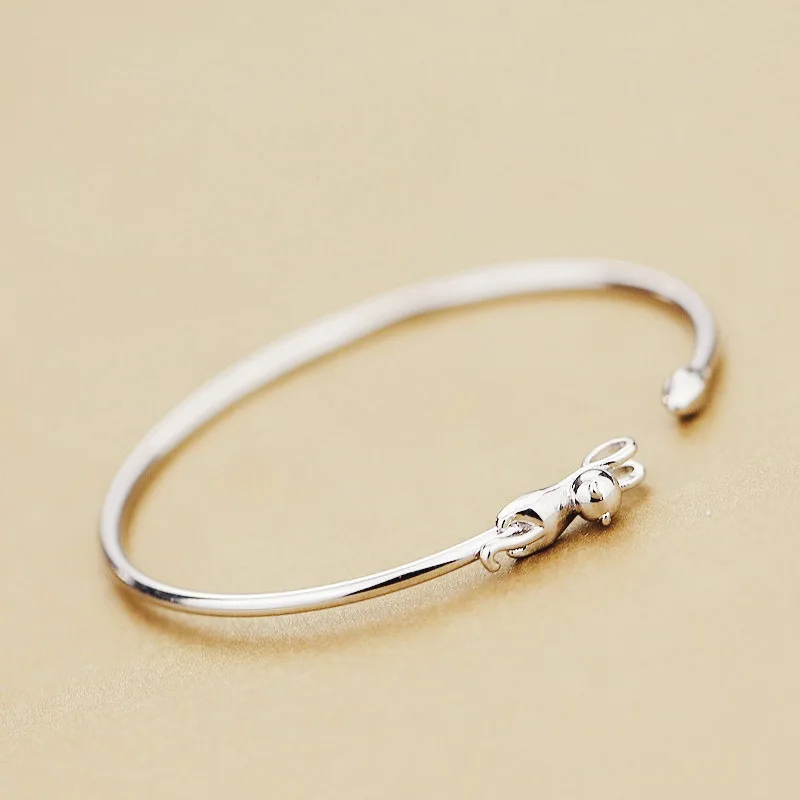 

925 Sterling Silver Bracelets for Women Men String Accessories Trend Vintage Rabbit Pendant Party Jewelry Gift