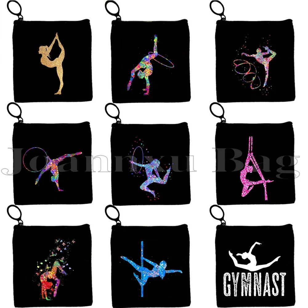 

Ballet Ballerina Dancer Gifts Aerial Silk Yoga Women Gymnast Girl Funny Gymnastics Canvas Coin Purse Key Case Bag Wallet Pouch