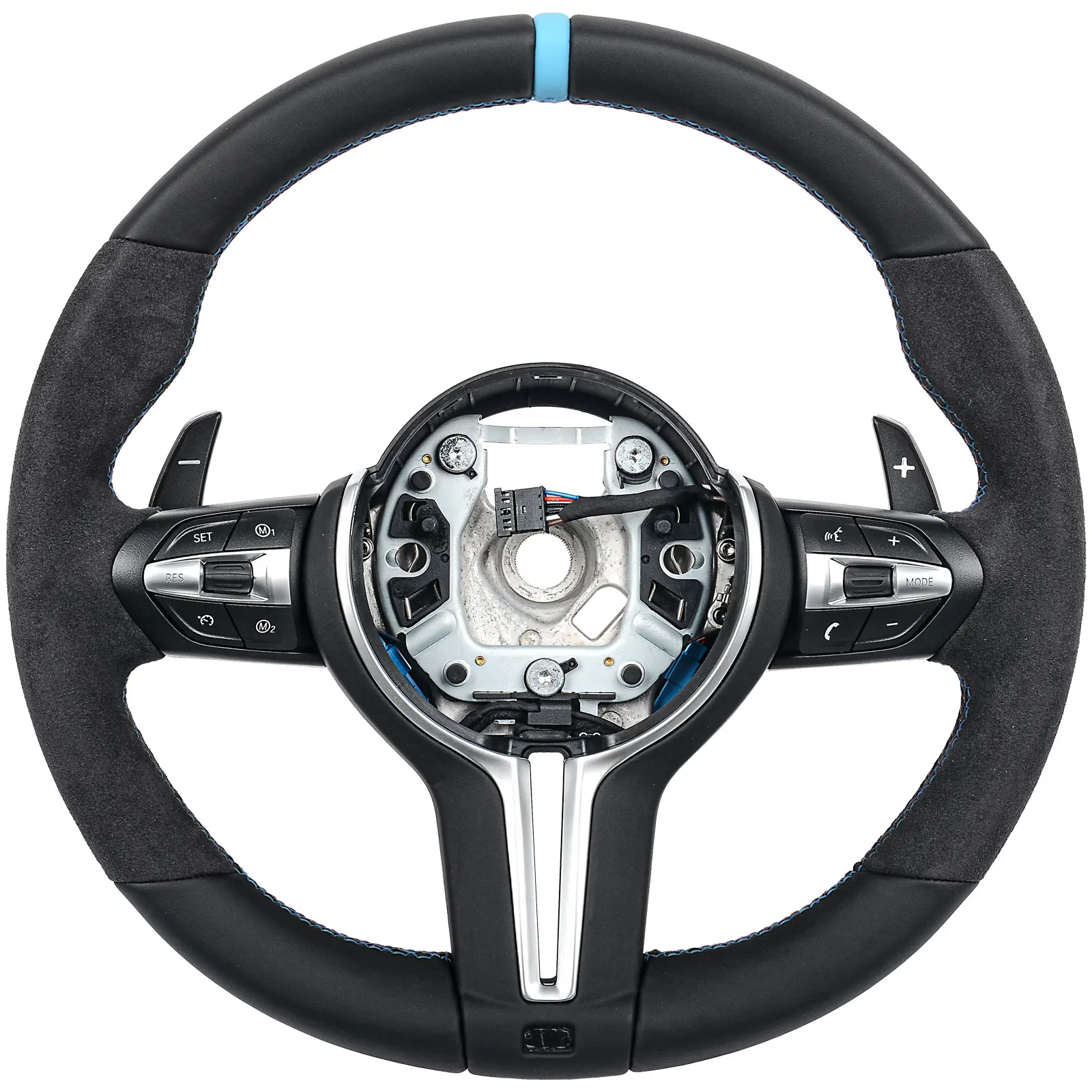 

For BMW F10 F11 F20 F21 F30 F31 F32 F25 F15 F16 F01 F02 1 2 3 4 5 Series Half Alcantara Leather Steering Wheel