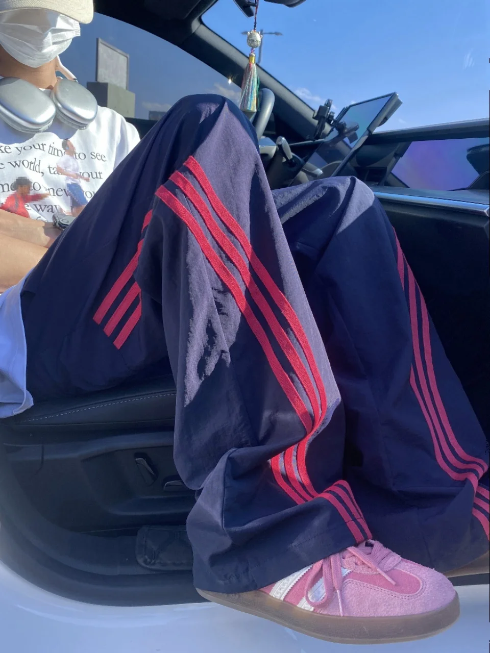 

American Tee Bars Qui Dry Pants Men Summer Trendy Thin Breathable Straight Casual Loose Match All Sport Long Trousers