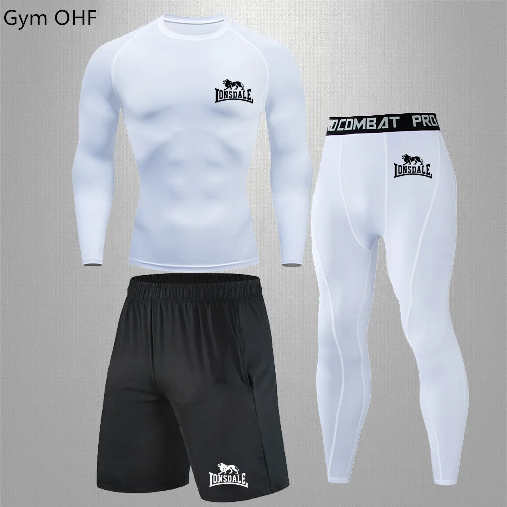 Fitness Men\'s Gym Clothing Short Running Compression Tights Perspiration Track Suit Gym Black T Shirt Sport Rashguard Jiu Jitsu