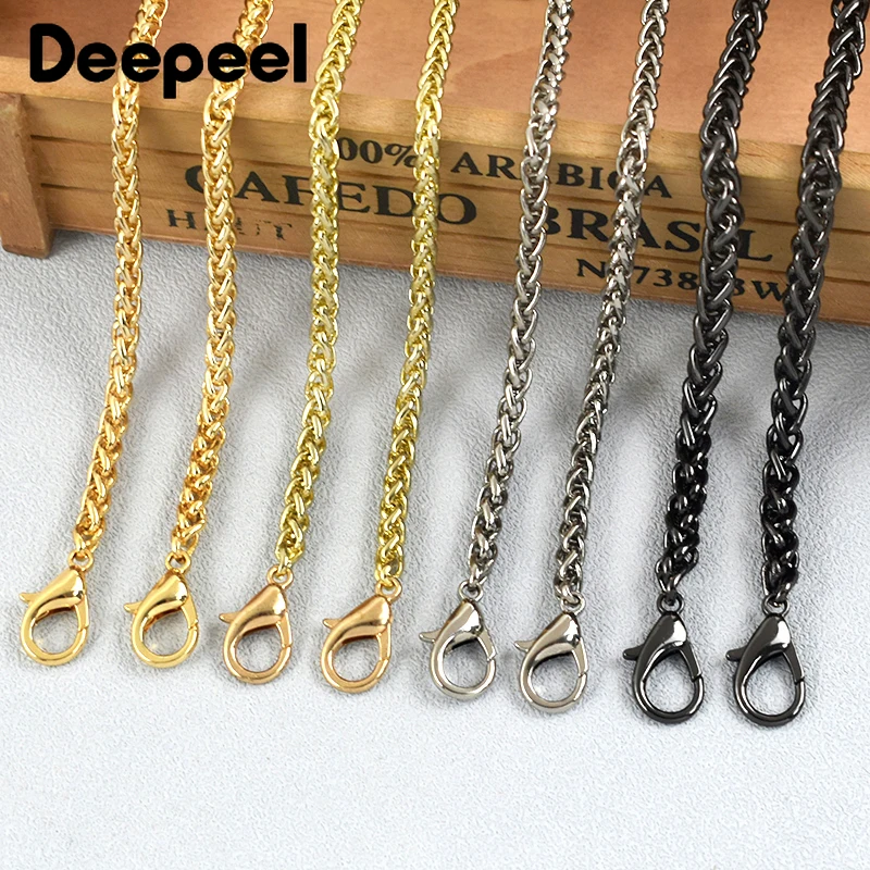 Deepeel-Cadena de Metal de 5mm para bolso de mano, hebillas de manija de correa de equipaje de hombro, accesorios hechos a mano DIY, 50/100/110/120cm