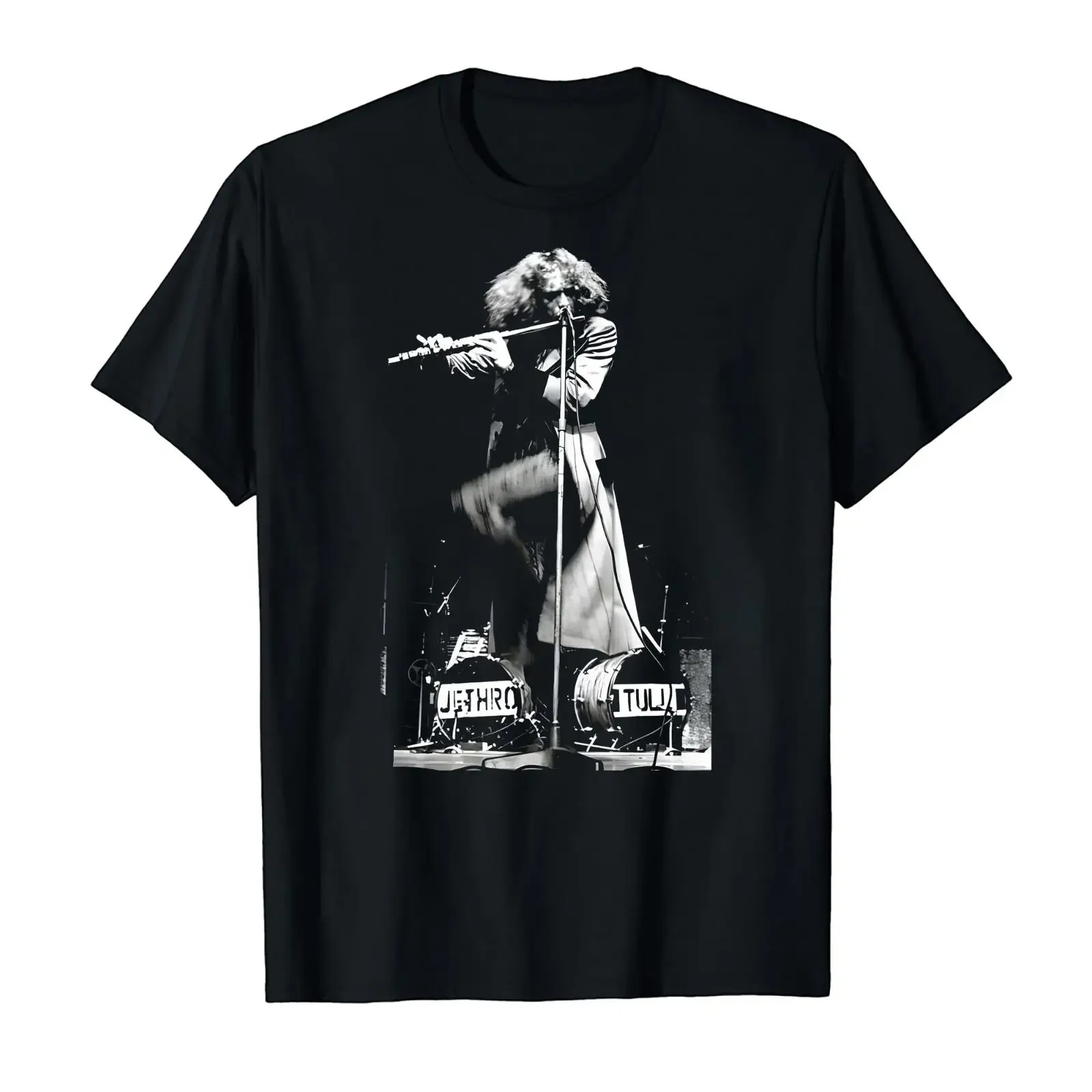 Jethro Tull Band T-Shirt Ian Anderson Schwarz QR74857 Vintage Washed Designer-Kleidung Bequemes Oberteil für den Alltag Vielseitig einsetzbar