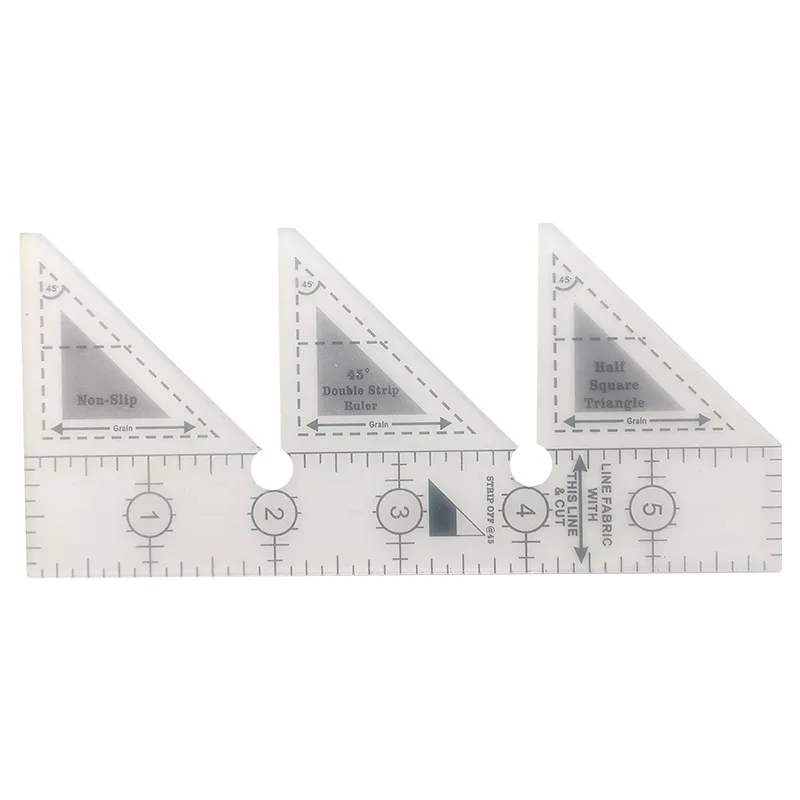 Pro 45°/60°/90° Quilting Ruler Clear Acrylic Patchwork Ruler Double Strip DIY Art Craft