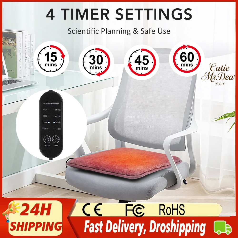 

Portable USB Electric Heated Seat 4 Temperature Settings for Office Travel Home Office Use Car Seat Heating Cushion Cold Resista