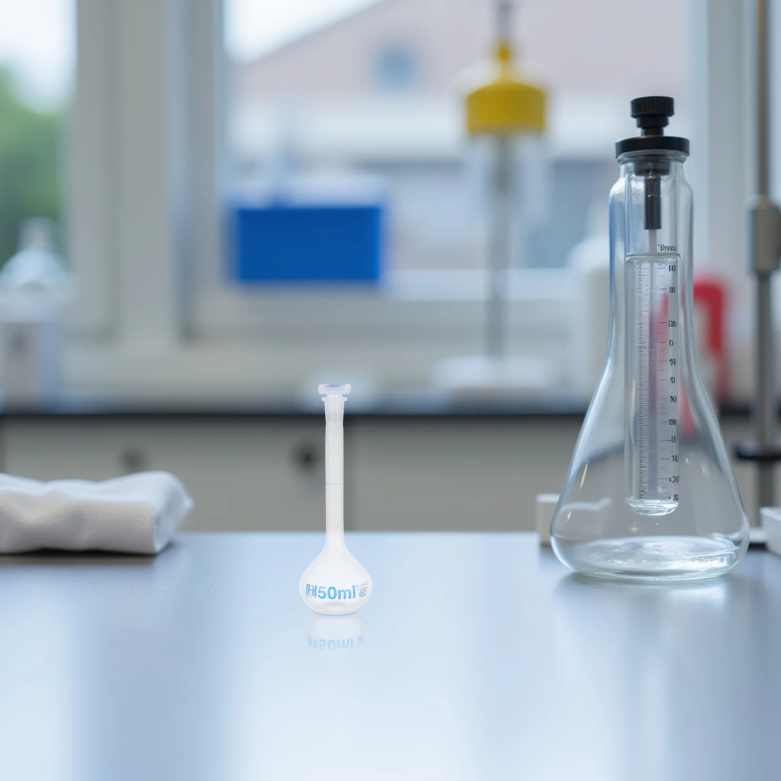 

Volumetric Flask Cap 50ml PP Plastic Transparent Liquid Mixing Science Reagent Bottle Chemistry Lab Experimental Use