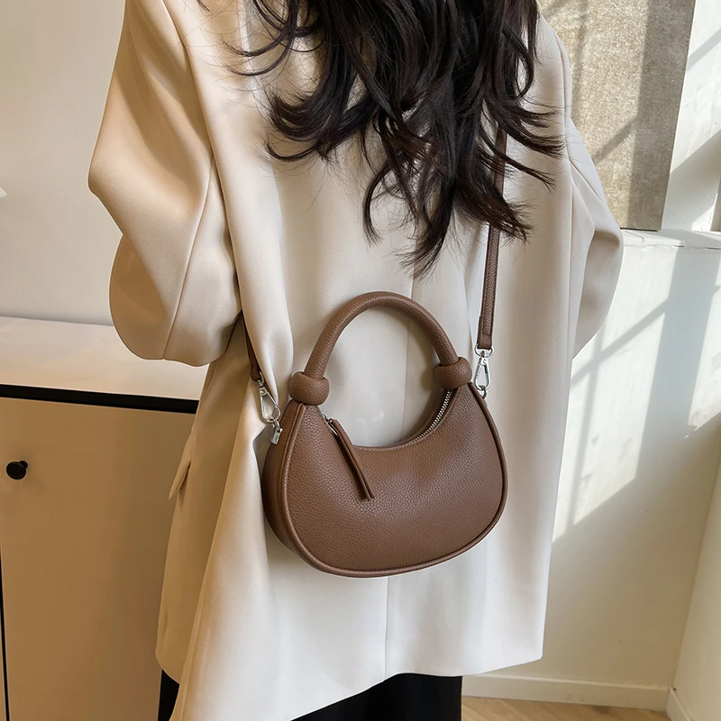 جديد بلون متعدد الاستخدامات المرأة بولي Leather جلد كتف واحد حقيبة كروسبودي بسيطة عادية التنقل تخزين أكياس الهلال