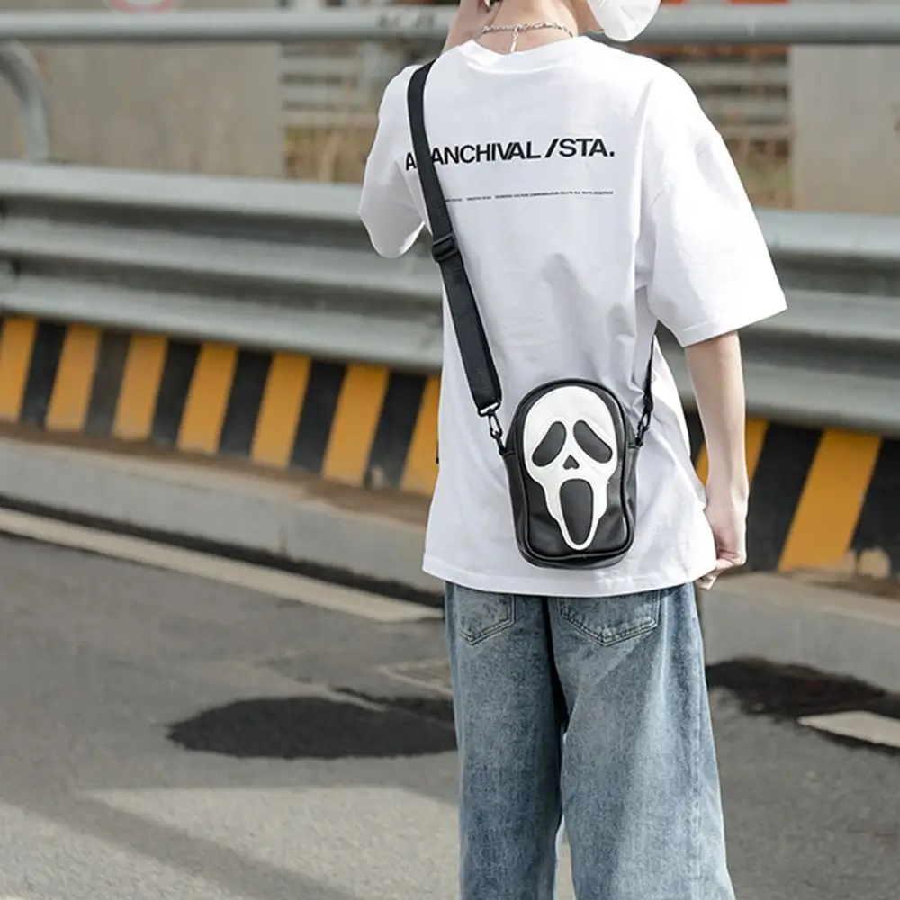 Solid Color Devil Ghost Shoulder Bag Creative Zip Small Bag Skull Crossbody Bag Korean Style PU Travel