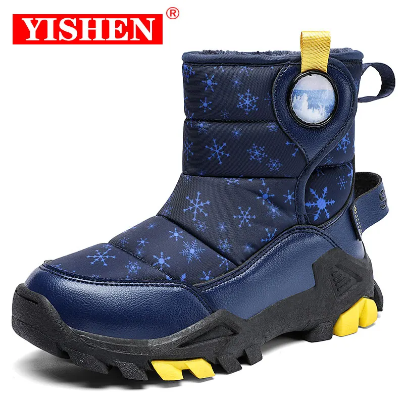 

YISHEN Snow Boots Boys Girls Outdoor Blue Pink Botas De Nieve Chicas Kids Casual Shoes Winter Warm Fur Anti-slip Children Boots