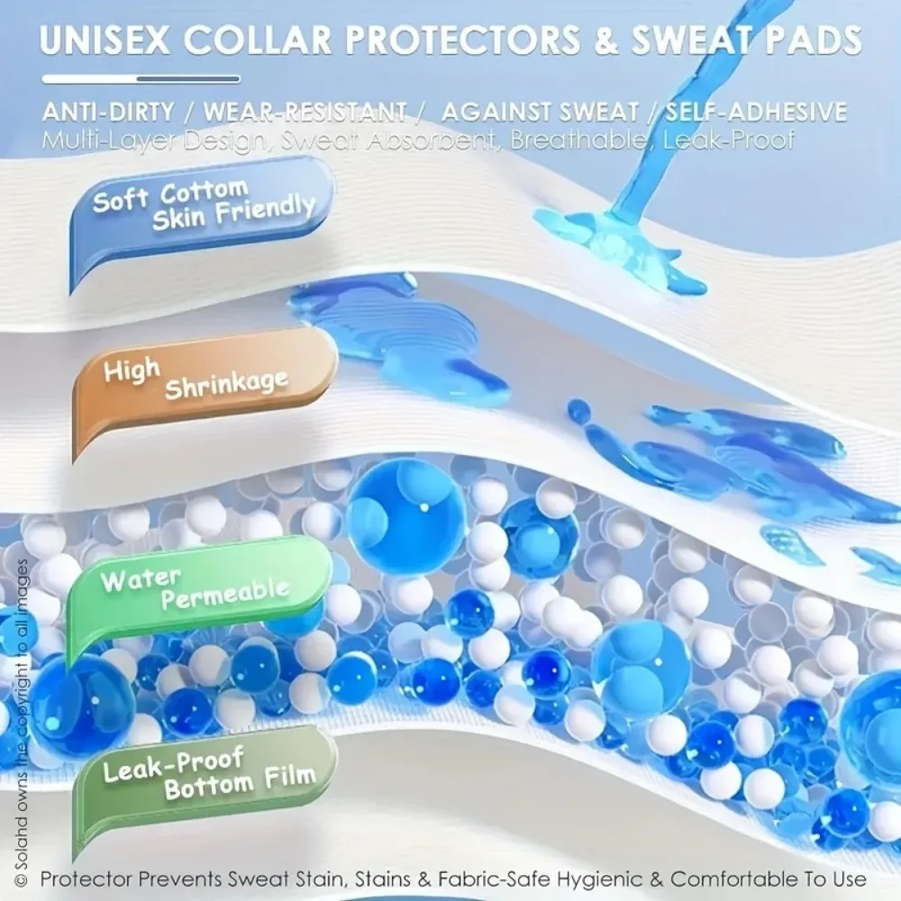 10/20pcs Hats Collar Sweat-Wicking Pads Inner Lining Protection Stickers Disposable Absorbent Dryness Patch for Caps Shirt Liner
