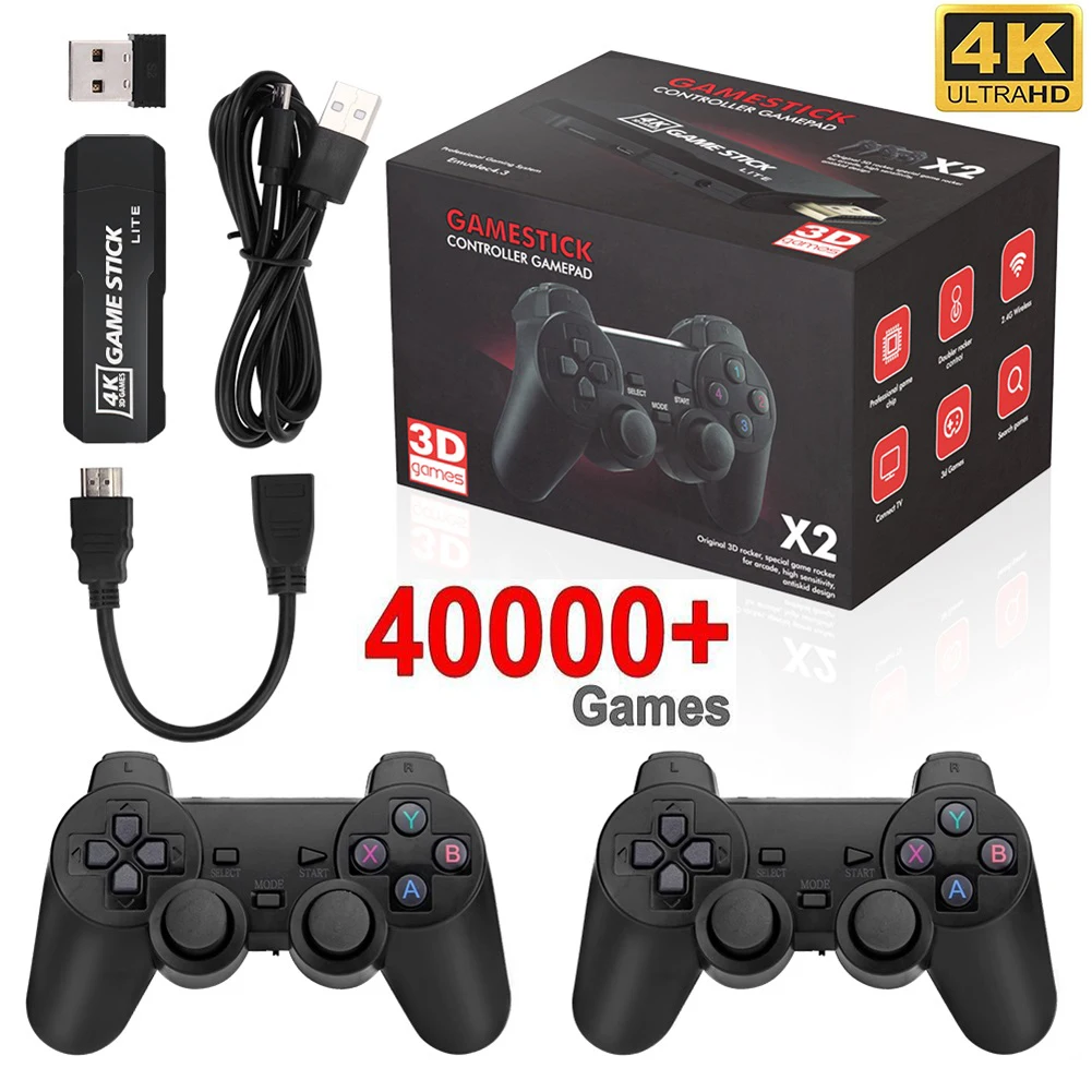 

GD10 Retro Game Console Video Emuelec 4.3 System 2.4G Wireless Controller 128GB 40000 Games 4K HD Game Stick for PSP/PS1/N64/GBA