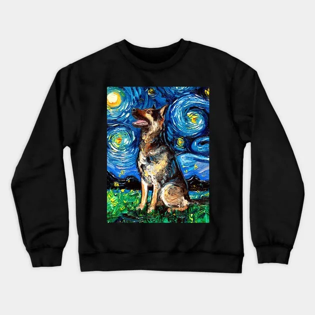 

Осенне-зимняя художественная толстовка для собак, «Звездная ночь» с рисунком немецкой овчарки «Звездная ночь» для модного образа