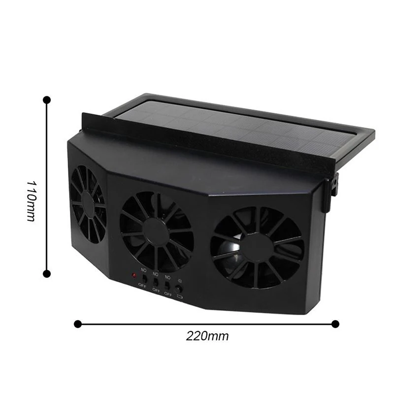Car Cooling System Solar Panel Car Window Cooler Fan Auto Air Vent Ventilation Fan Solar Radiator 3 Fans For Camper