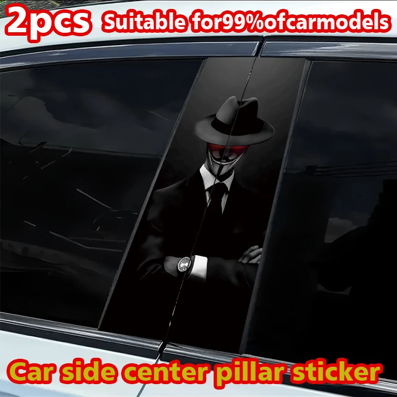 2pcs car B-pillar stickers Mysterious Gentleman Scratch resistant personalized stickers