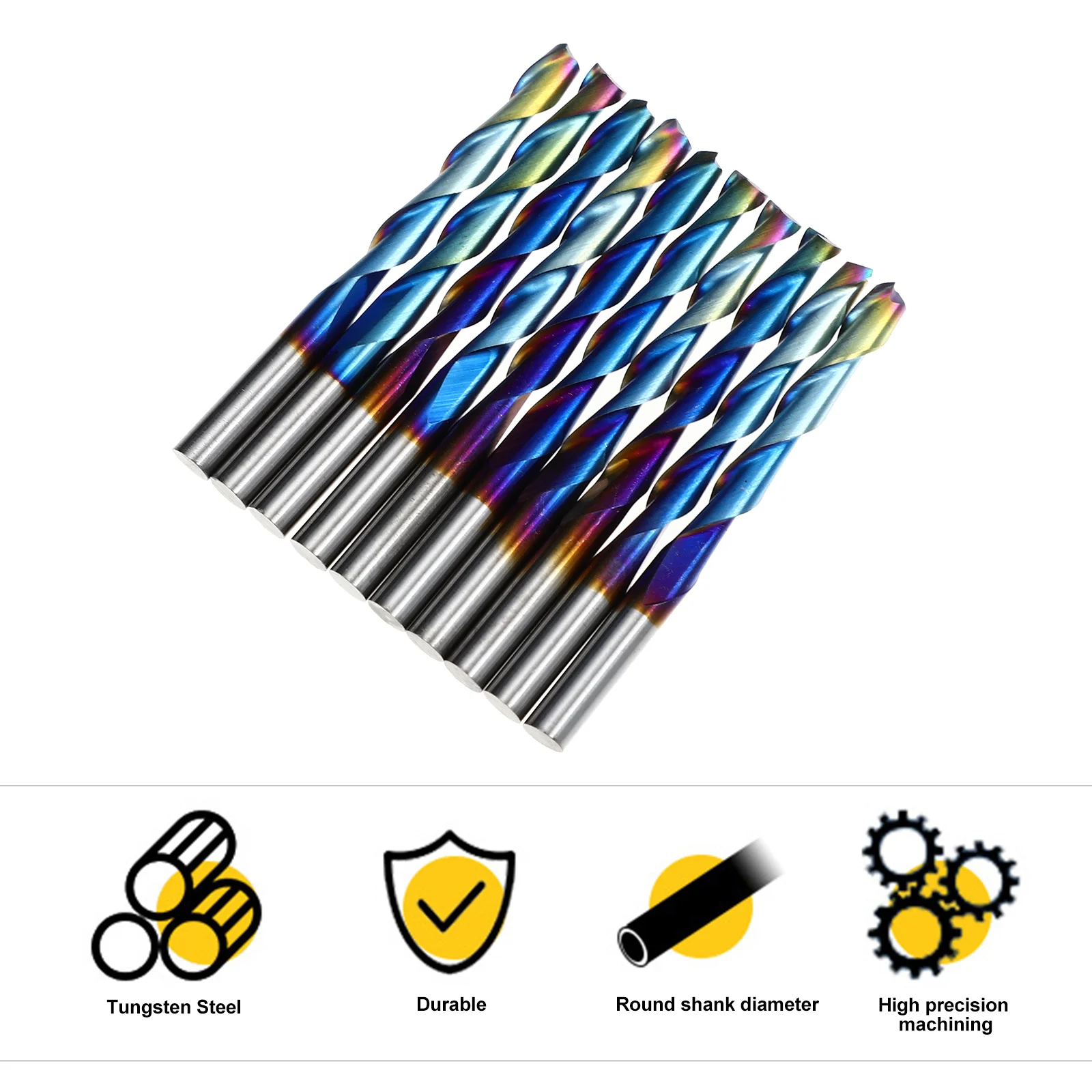 

10 Pcs Milling Cutter CNC Bit Straight Router Bits End Tool Remove Machining Burrs for Woodworking Suite Die Grinder