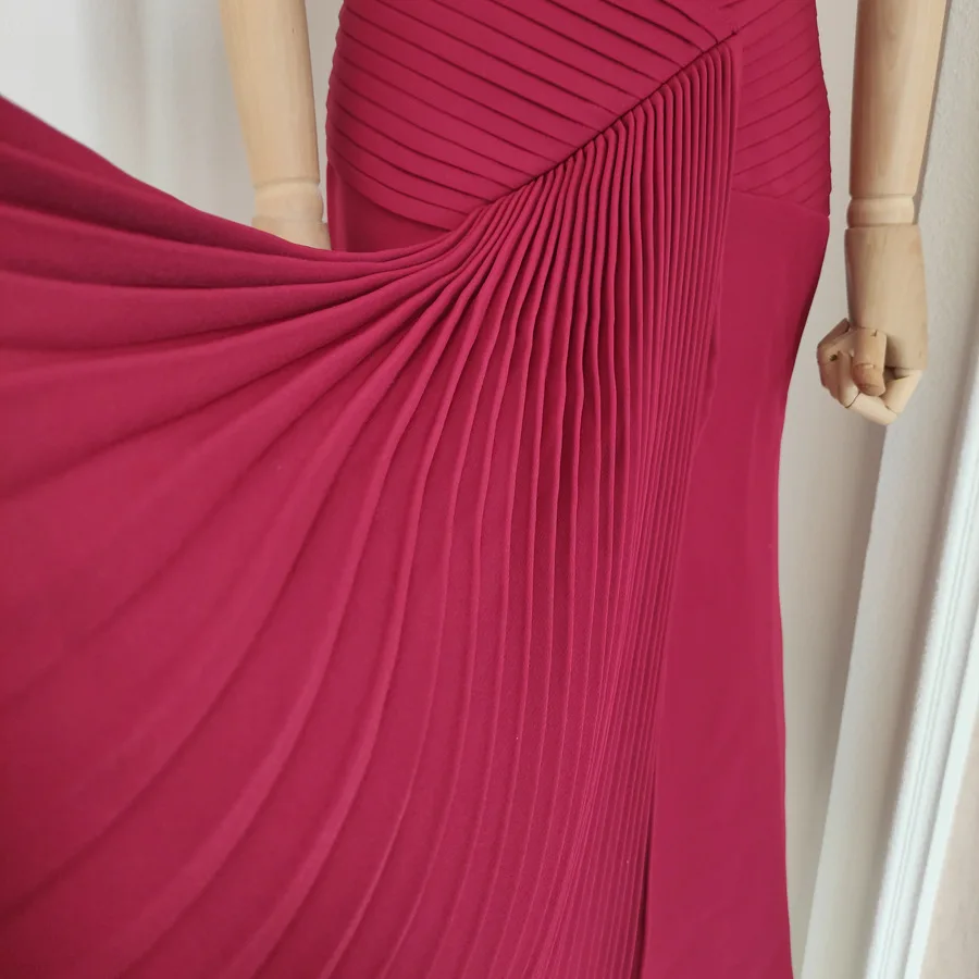 Summer Fashion Diagonal Collar Folds Prom Evening Dress Women Sexy Sleeveless Design Cocktail Birthday Festival Elegant Dresses