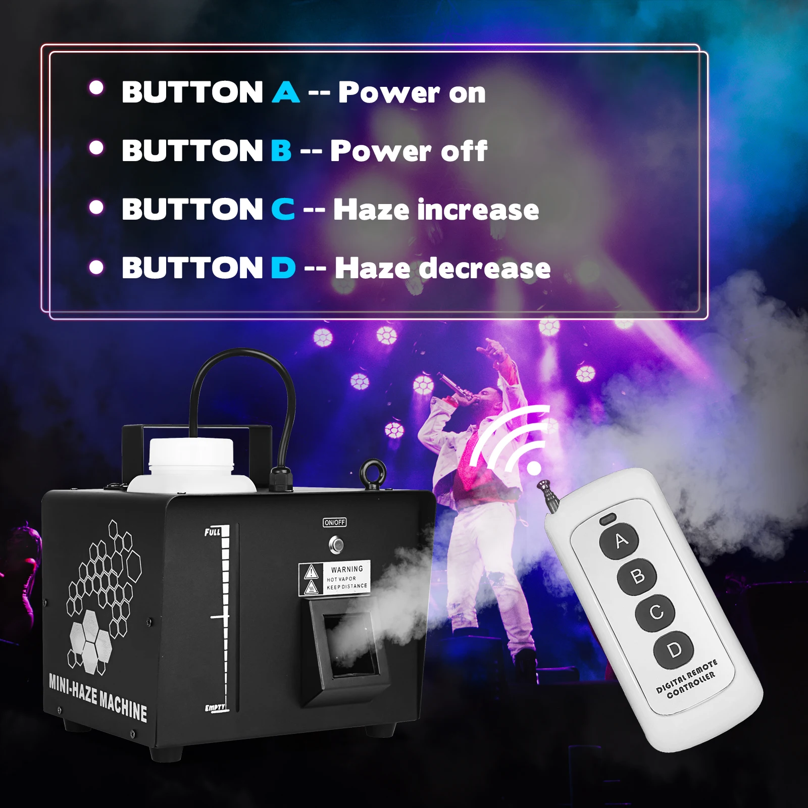 MOKA Haze Machine DMX 500w Hazer Water Based Mist Fog Machine dla DJ Party Disco Club Hazer Smoke Machine Fogger Remote Control