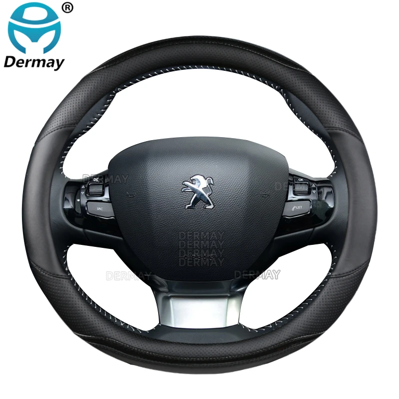 for Peugeot 308 2014~2020 II T9 308 SW 308 CC Car Steering Wheel Cover Carbon Fibre + PU Leather Auto Accessories interior