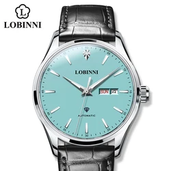 LOBINNI New Men Dress Watch Top Brand Luxury Miyota 8205 Automatic Mechanical Watches Sapphire Waterproof  5 Bar Leather Strap