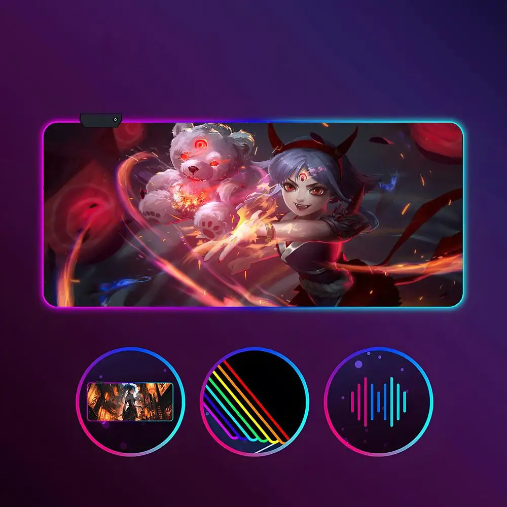 Game League of Legends Annie Mouse Pad RGB luminous 900X400mm large table mat non-slip extra large game office mouse pad