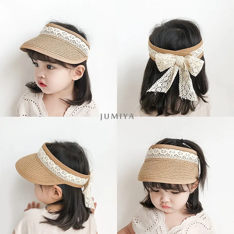 Summer Children\'s Fashion and Trend of Everything Casual Girls Baby Outing Beach Sunshade Sun Protection Lace Empty Straw Hat