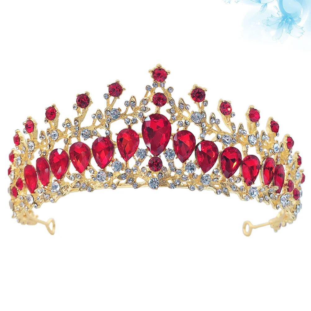 

Rhinestone Crown Hair Accessories For Women Red Elegant Bridal Headdress Wedding Party Prom Fashion Headwear Decor