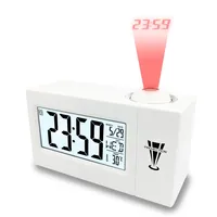 Digital Alarm Clock LED Projector Temperature Thermometer Desk Time Date Display Projection Calendar USB Charger Table Clock