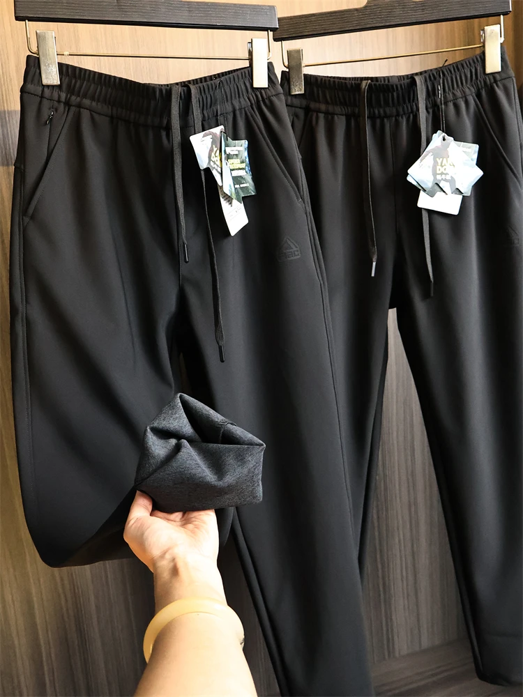 

Водонепроницаемые легкие повседневные брюки для мужчин, осенне-зимние уличные брюки с прямыми штанинами, мягкие эластичные брюки свободного кроя...