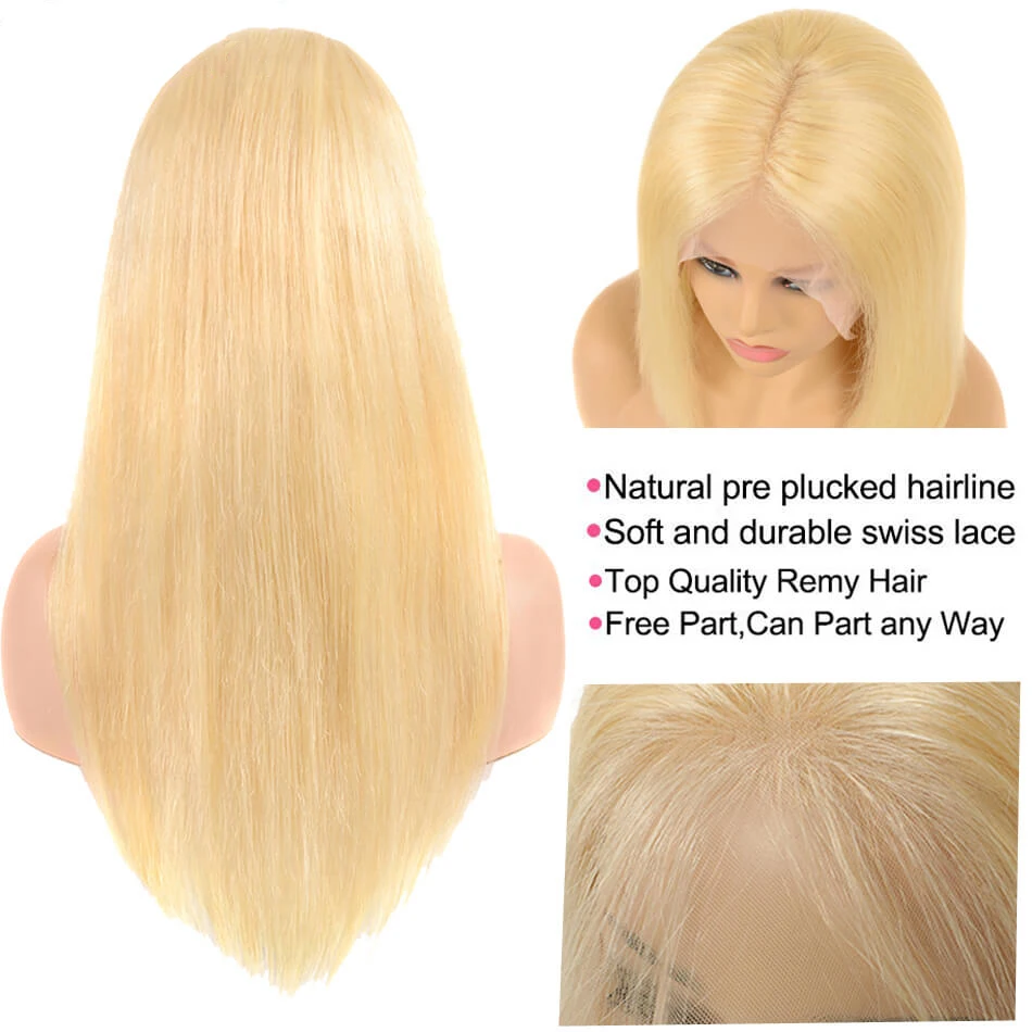 Addbeauty Straight Blonde Lace Front Wig Human Hair 4x4 HD Lace Closure Wig 13x4 13x6 Lace Frontal Wigs Natural Long Hair Wigs