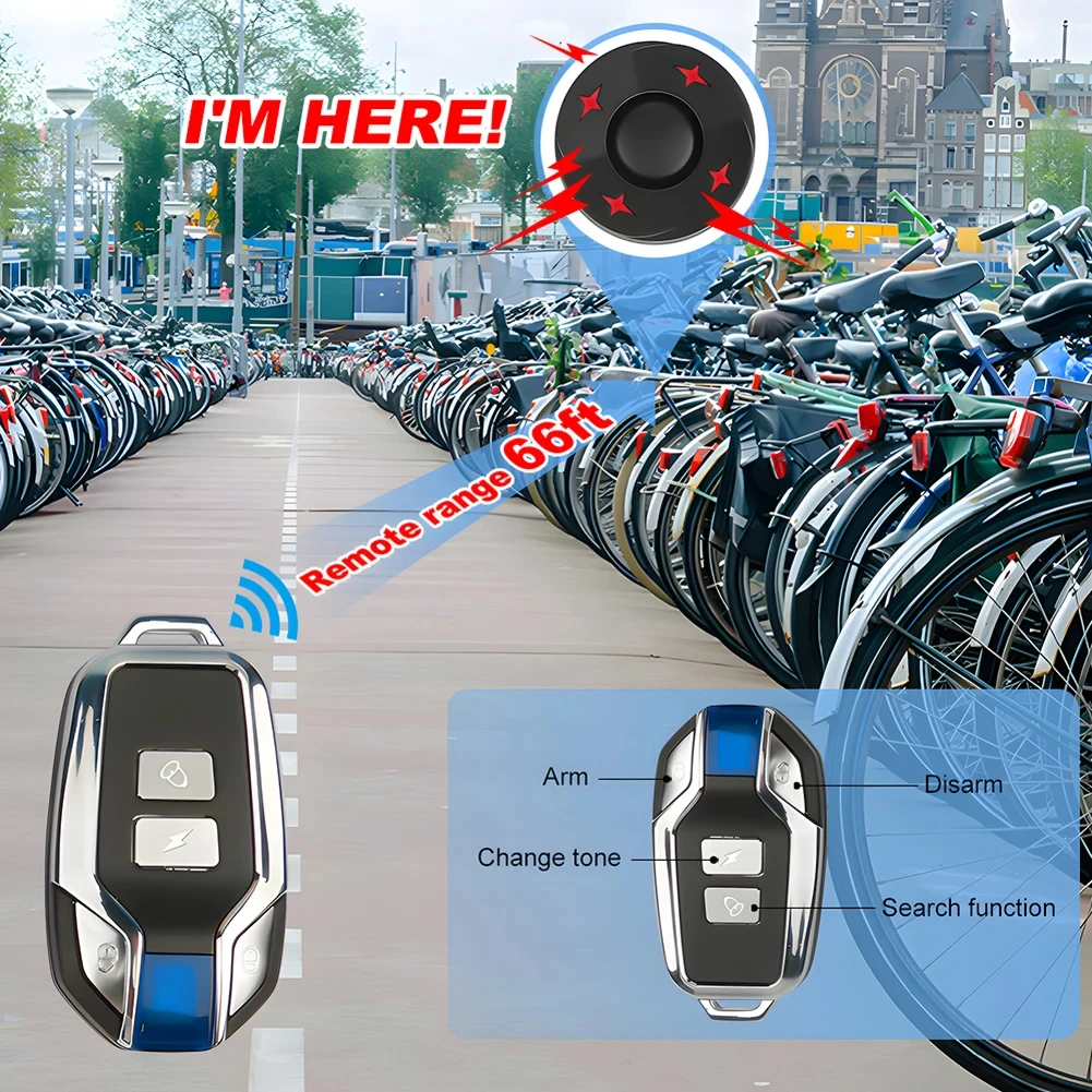 Bike Alarm Wireless Waterproof Bicycle Burglar Alarm USB Charge Electric Motorcycle Scooter Security Protection Anti theft Alarm