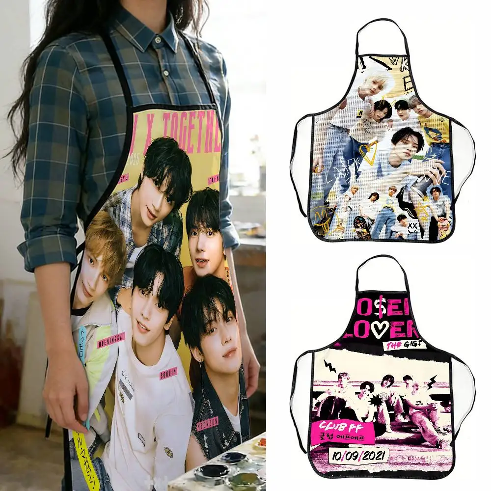 Delantal divertido K-POP T-TOMORROW X T-TOGETHER para mujeres y hombres, delantal de cocina lavable de 50x70cm, delantal de Chef para postres y cocina ﻿