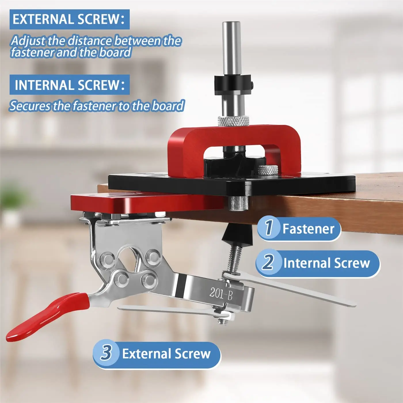 Allsome 35mm Concealed Hinge Jig Kit Woodworking Hole Drilling Guide Locator,Aluminum Alloy Hole Opener Tools Puncher Template