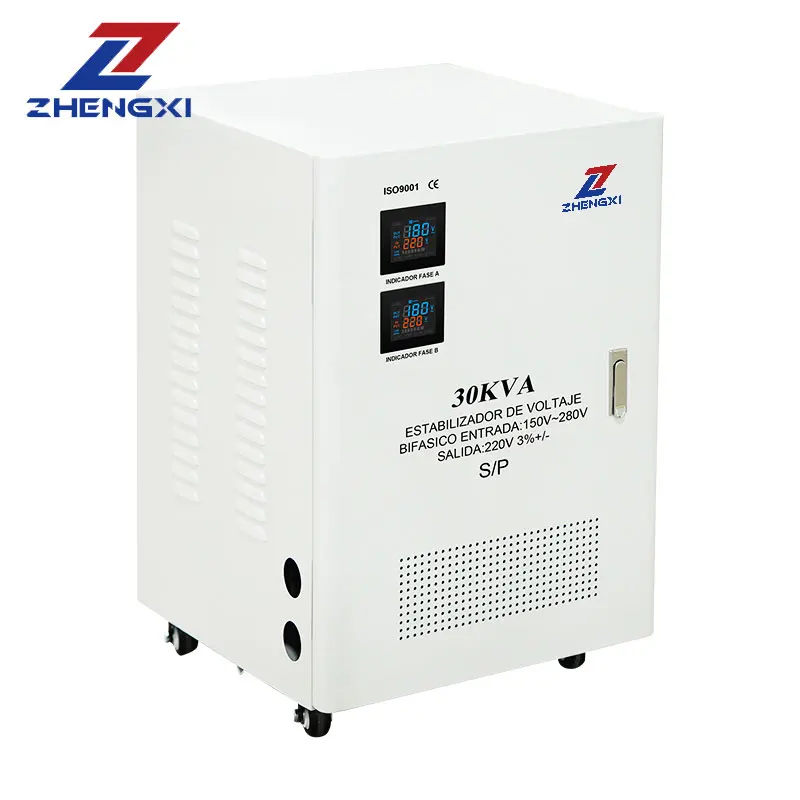 2 Phase Servo Motor Voltage Stabilizer Regulator 220v to 220v 20kva 30kva Stabilize Smart Voltage Stabilizer for North American
