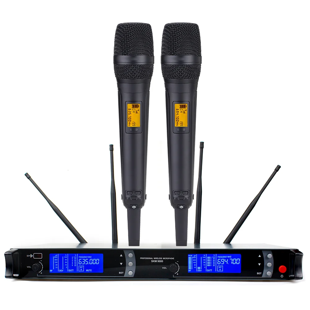 TOP SKM 9000 ricevitore a 2 canali sistema microfono Wireless karaoke SKM9100 microfono wireless UHF per microfono sennheiser SKM9000